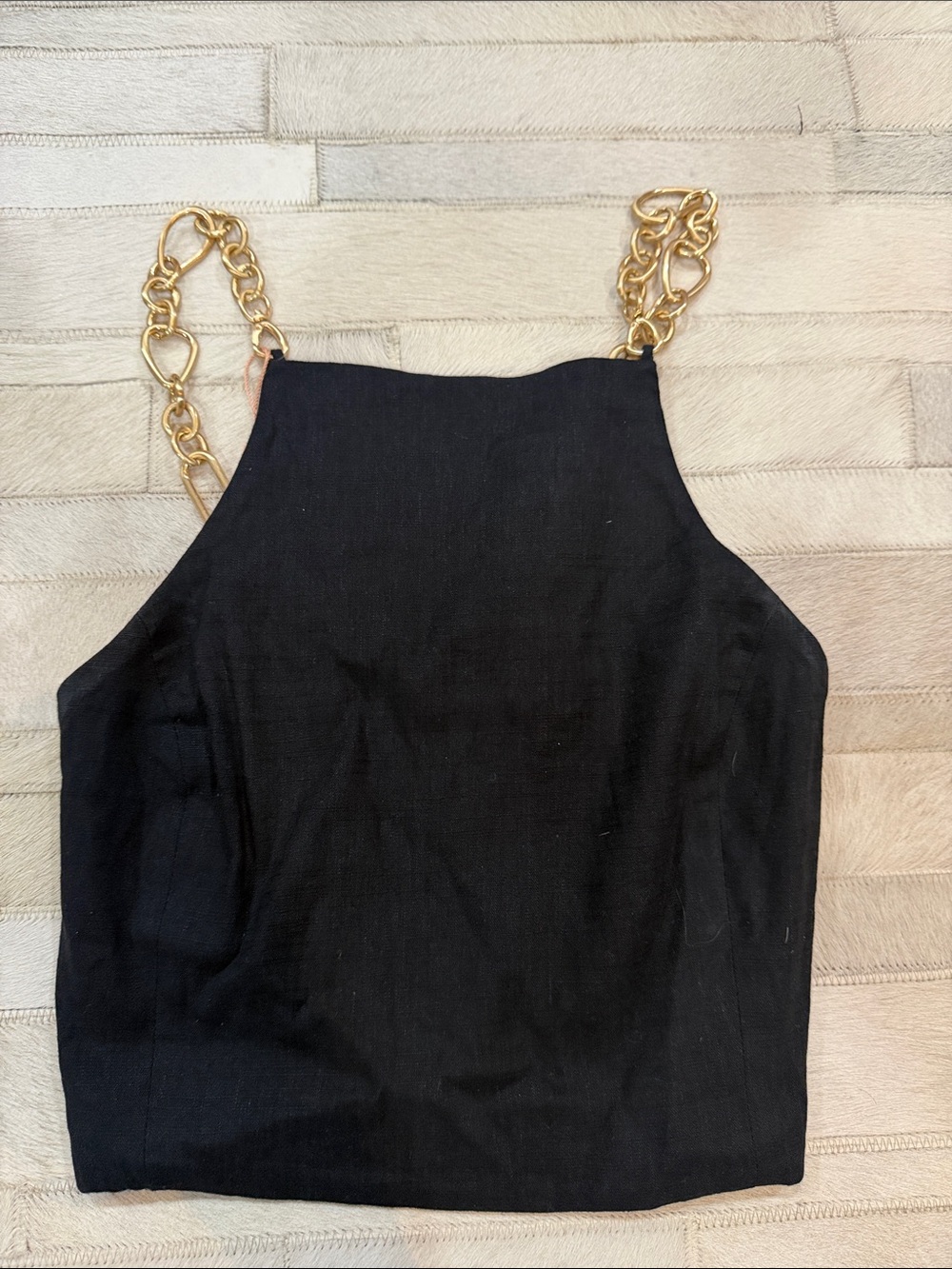 Cult Gaia Black Chain-Strap Square Neck Crop Top - Picture 3 of 7